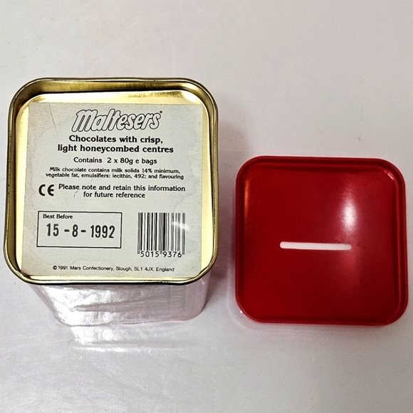 Vintage Maltesers Chocolates Red Metal Coin Bank - Picture 6 of 14